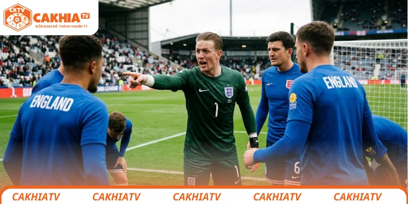 Jordan Pickford tập trung chỉ đạo hàng thủ tuyển Anh trước trận đấu